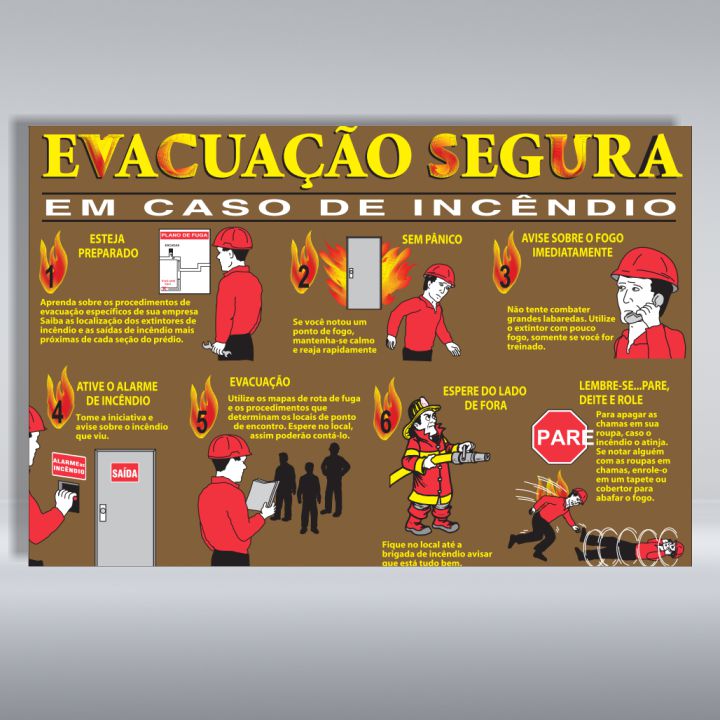 PLACA DE EVACUAÇÃO SEGURA | PVC 2mm | TAMANHO 60x40 CM